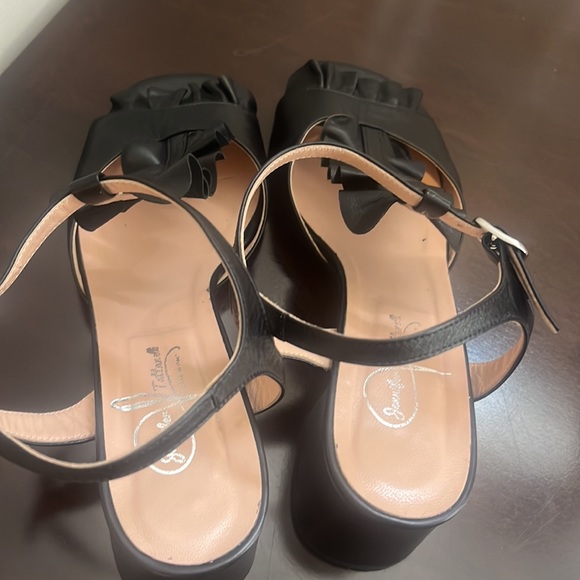Black Jennifer Tattenelli T-Strap Block Sandals - Picture 7 of 12